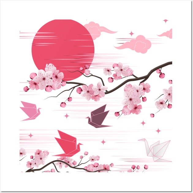 Sakura Blooms Wall Art by edmproject